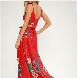 Lulu's  Red Two-Piece Maxi Dress - SMALL